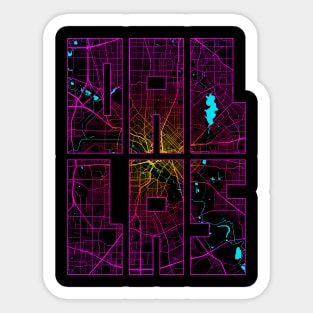 Dallas, Texas, USA City Map Typography - Neon Sticker